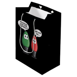 Christmas Lights Joke Light Bulb Working Off On Medium Gift Bag