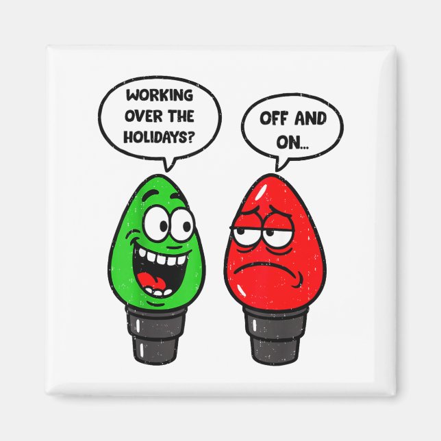 Christmas Lights Joke Light Bulb Working Off On Pu Magnet (Front)