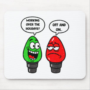 Christmas Lights Joke Light Bulb Working Off On Pu Mouse Pad