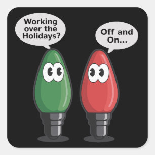 Christmas Lights Joke Light Bulb Working Off On Square Sticker