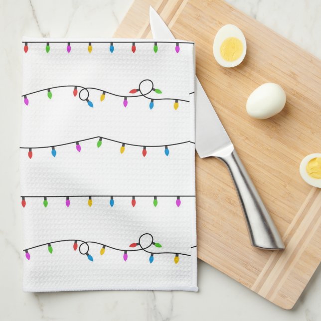Christmas Lights Kitchen Towel (Quarter Fold)