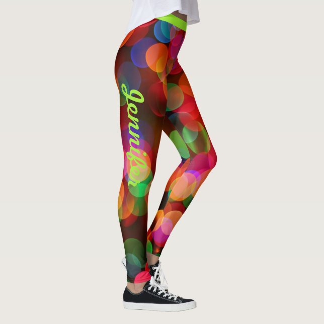 Christmas Lights Leggings Personalize Name (Right)