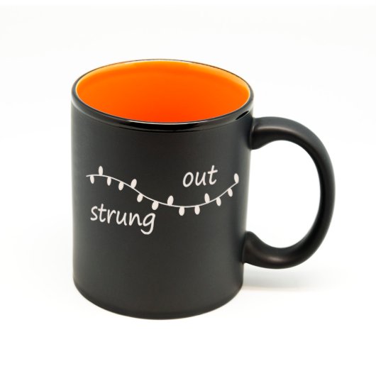 Christmas Lights Matte Black & Orange Mug (Front)