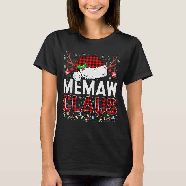 Christmas Lights Memaw Claus Family Matching Xmas  T-Shirt (Front)