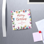 Christmas Lights Merry Christmas Magnet<br><div class="desc">Our ''Colorful Christmas Lights Holiday'' collection brings together festive elements such as christmas lights with chic and elegant fonts on a simple dark background.</div>