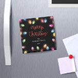 Christmas Lights Merry Christmas Magnet<br><div class="desc">Our ''Colorful Christmas Lights Holiday'' collection brings together festive elements such as christmas lights with chic and elegant fonts on a simple dark background.</div>