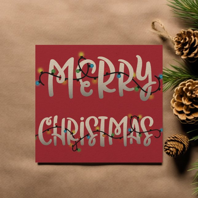 Christmas Lights Merry Christmas Square Photo Card (Creator Uploaded)