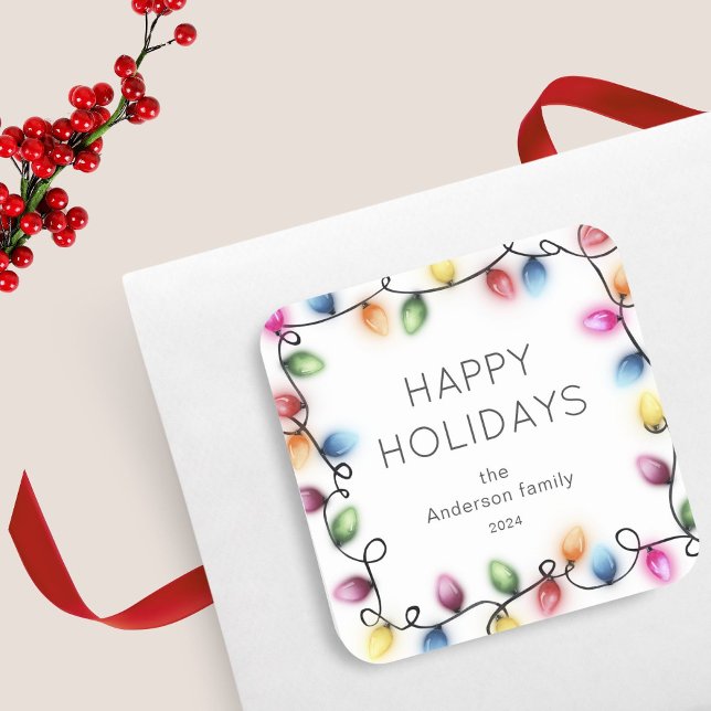 Christmas Lights Merry Christmas Square Sticker (Creator Uploaded)