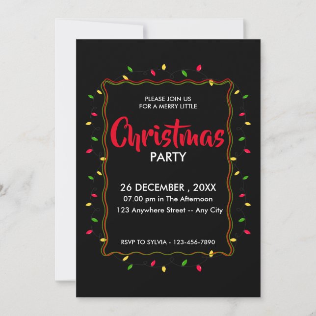 Christmas Lights Merry Xmas Holiday Party Invitation (Front)
