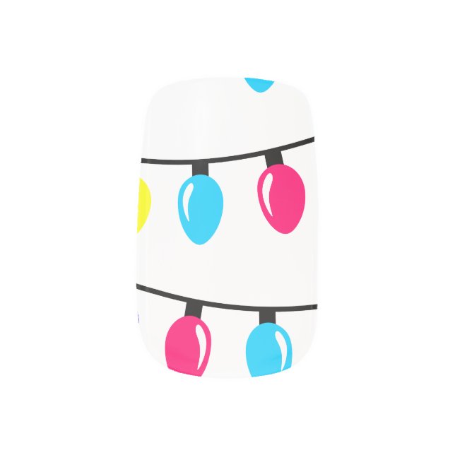 Christmas Lights Minx Nail Art (Left Thumb)