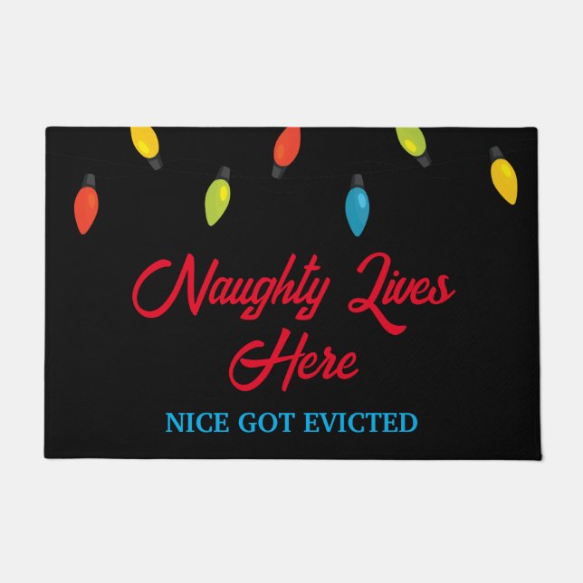 Christmas Lights Naughty and Nice Doormat (Front)