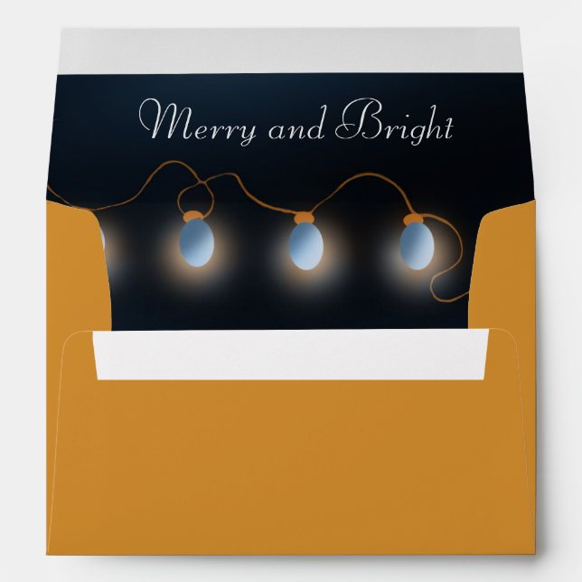 Christmas Lights Navy and Gold Envelope (Back (Bottom))