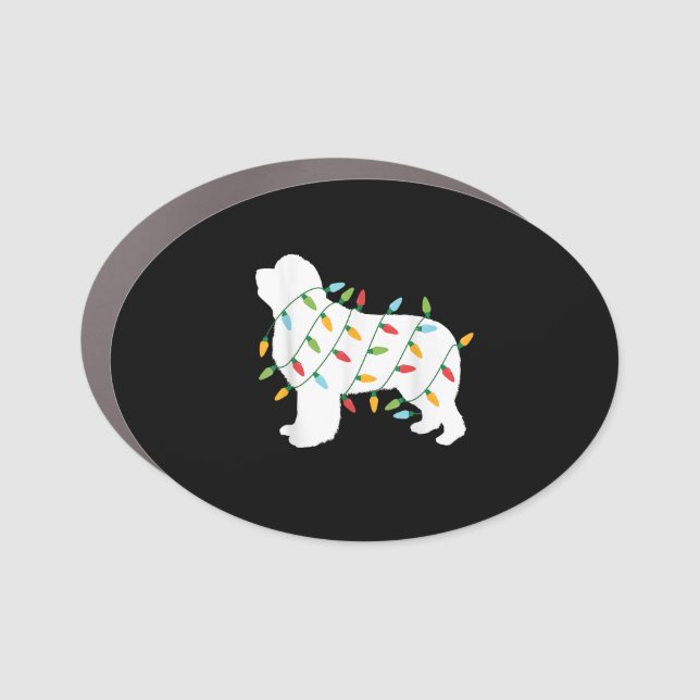 Christmas Lights Newfoundland Dog Lovers Car Magnet (Front)