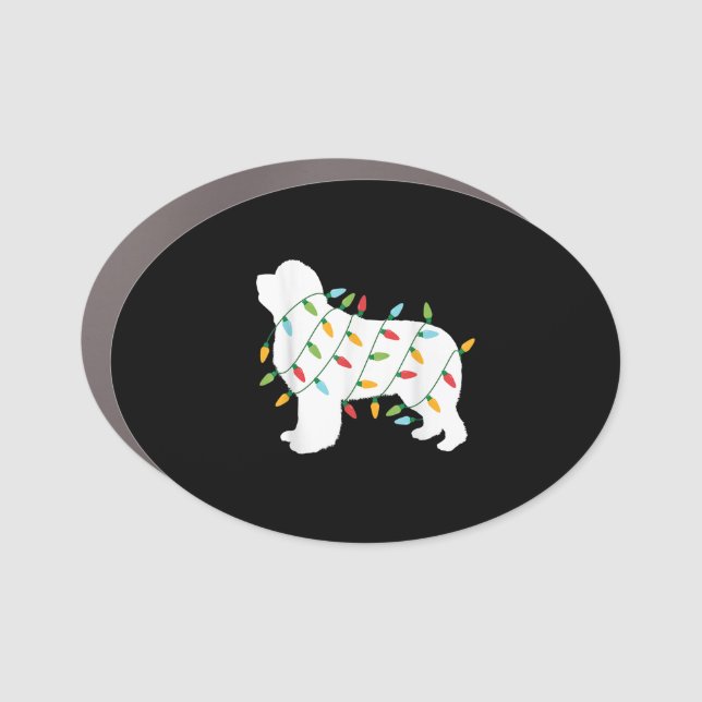Christmas lights newfoundland  gifts | dog lovers car magnet (Front)