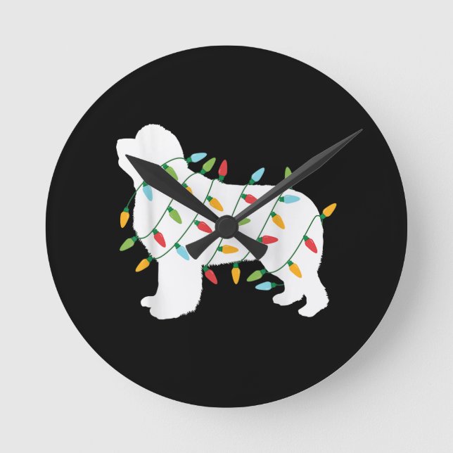 Christmas lights newfoundland  gifts | dog lovers round clock (Front)