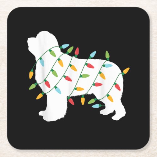 Christmas lights newfoundland  gifts  dog lovers square paper coaster