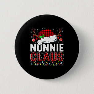 Christmas Lights Nonnie Claus Family Matching Xmas Button