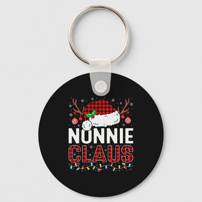 Christmas Lights Nonnie Claus Family Matching Xmas Keychain (Front)