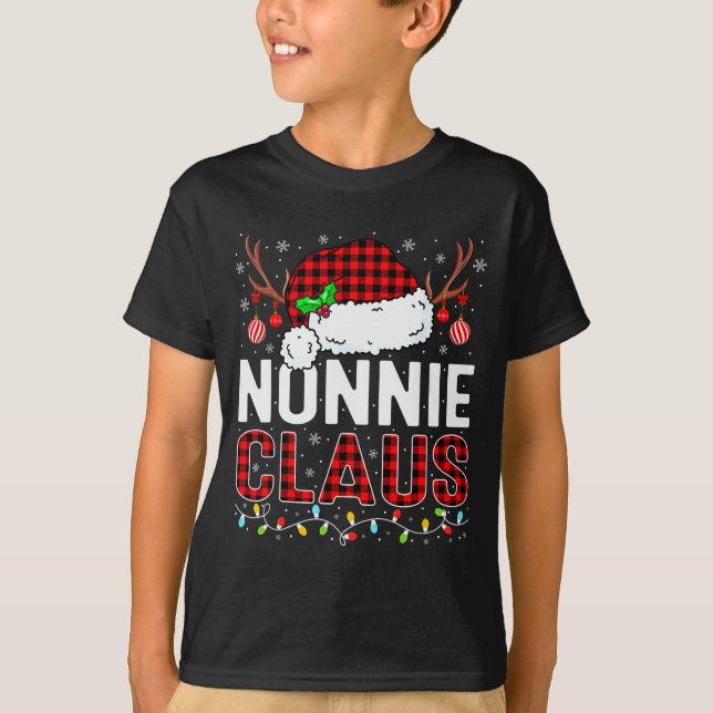 Christmas Lights Nonnie Claus Family Matching Xmas T-Shirt (Front)