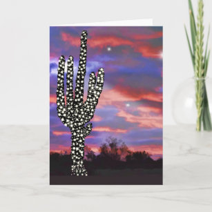 Christmas Lights on Desert Saguaro Cactus Holiday Card