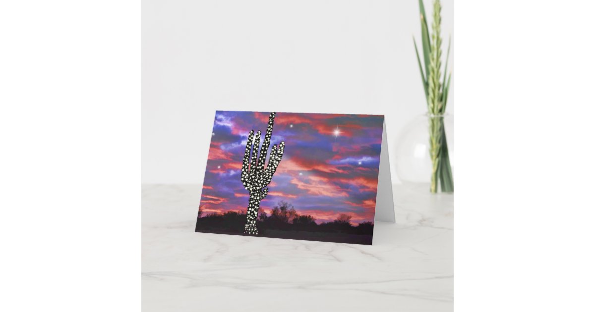 Christmas Lights On Desert Saguaro Cactus Holiday Card Zazzle Com