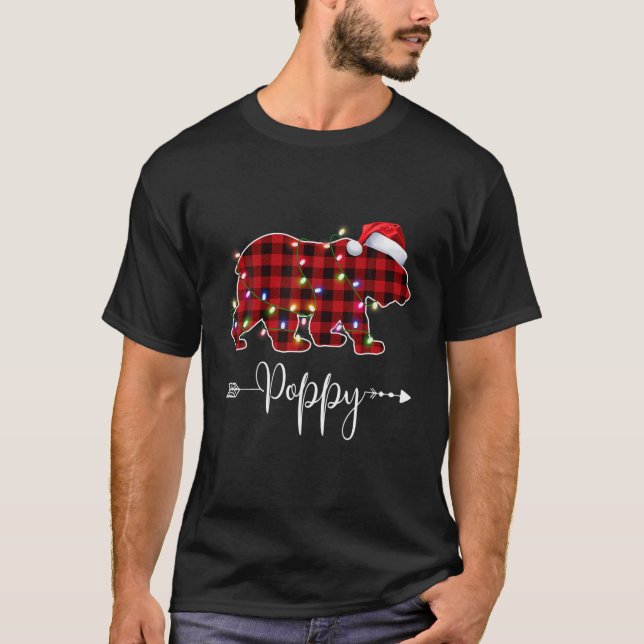 Christmas Lights Pajama Matching Red Plaid Poppy B T-Shirt (Front)