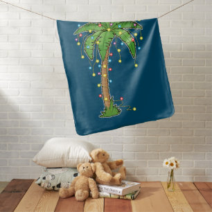 Christmas Lights Palm Tree Beach Funny Tropical Baby Blanket