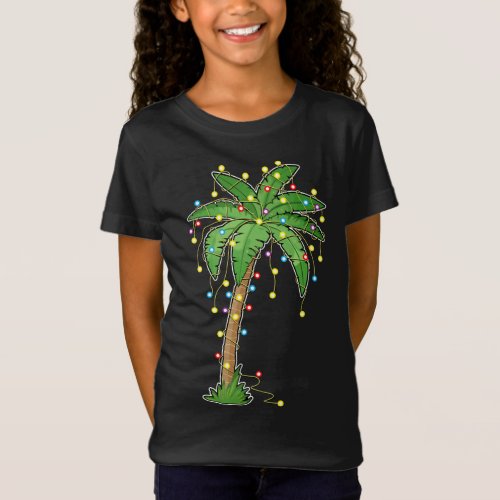 Christmas Lights Palm Tree Beach Funny Tropical Xm T_Shirt