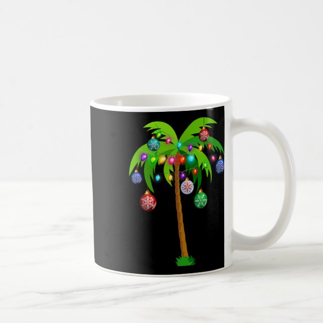 Christmas Lights Palm Tree Fun Hawaii Beach Tropic Coffee Mug (Right)