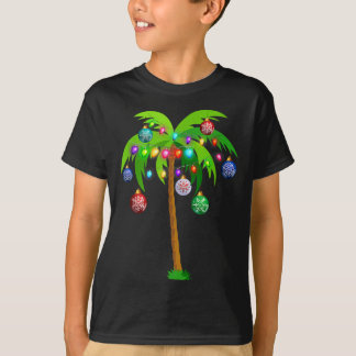 Christmas Lights Palm Tree Fun Hawaii Beach Tropic T-Shirt