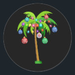 Christmas Lights Palm Tree Funny Hawaii Beach Trop Classic Round Sticker<br><div class="desc">Christmas Lights Palm Tree Funny Hawaii Beach Tropical Xmas</div>