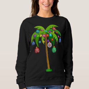 Christmas Lights Palm Tree Funny Hawaii Beach Trop Sweatshirt