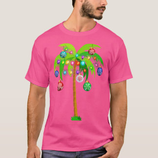 Christmas Lights Palm Tree Funny Hawaii Beach Trop T-Shirt