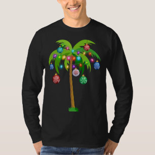 Christmas Lights Palm Tree Funny Hawaii Beach Trop T-Shirt