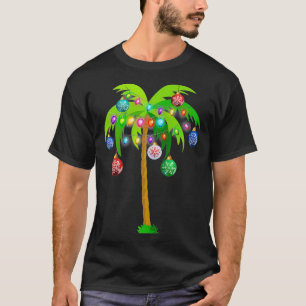 Christmas Lights Palm Tree Funny Hawaii Beach Trop T-Shirt
