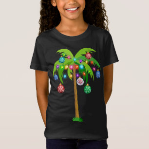 Christmas Lights Palm Tree Funny Hawaii Beach Trop T-Shirt