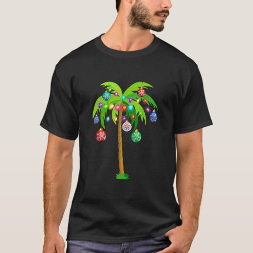 Christmas Lights Palm Tree Funny Hawaii Beachss T_Shirt