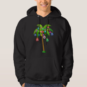 Christmas Lights Palm Tree  Hawaii Beach Tropical  Hoodie