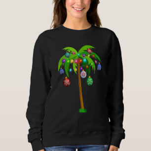 Christmas Lights Palm Tree  Hawaii Beach Tropical  Sweatshirt
