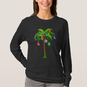 Christmas Lights Palm Tree Hawaii Beach Tropical T-Shirt