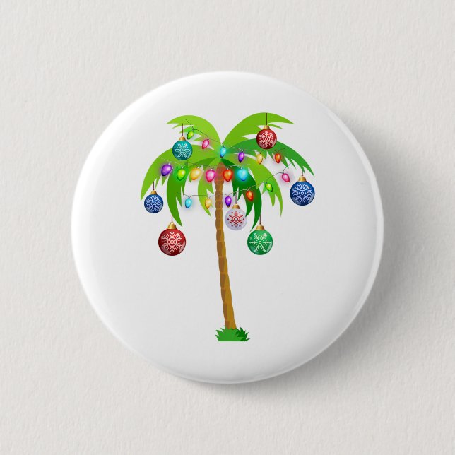 Christmas lights palm tree hawaii beach tropical x button (Front)