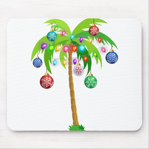 Christmas lights palm tree hawaii beach tropical x mouse pad