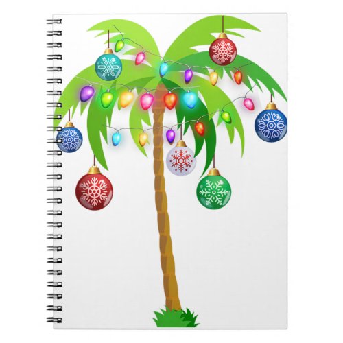 Christmas lights palm tree hawaii beach tropical x notebook