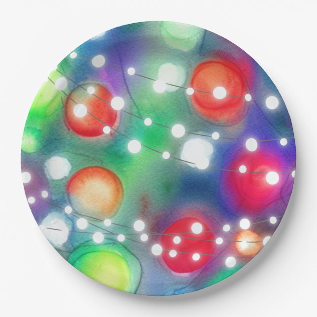 Christmas Lights Paper Plates (Front)
