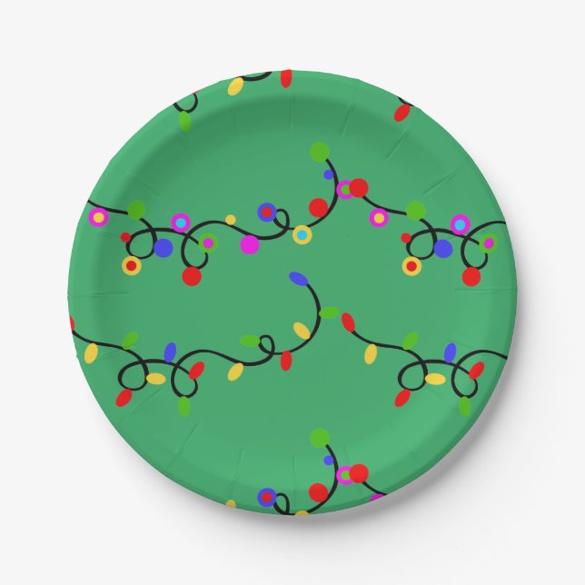 Christmas Lights Paper Plates (Front)