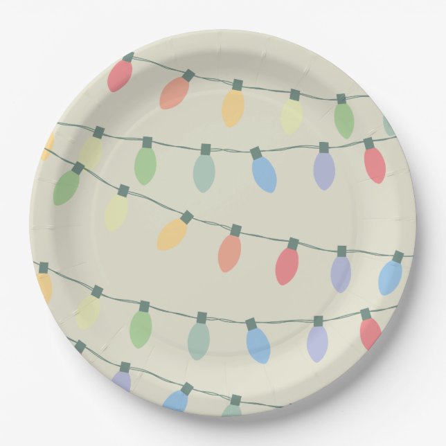 Christmas Lights Paper Plates (Front)