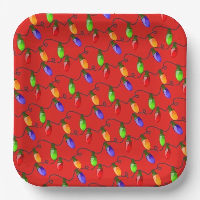 Christmas Lights Paper Plates (Front)