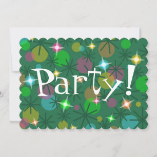 Christmas Lights 'Party!' invitation scalloped