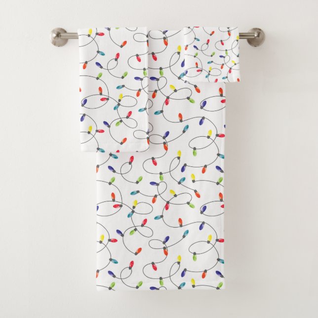 Christmas Lights Pattern Bath Towel Set (Insitu)