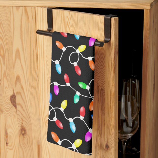 Christmas Lights Pattern Kitchen Towel (Thirds Fold)